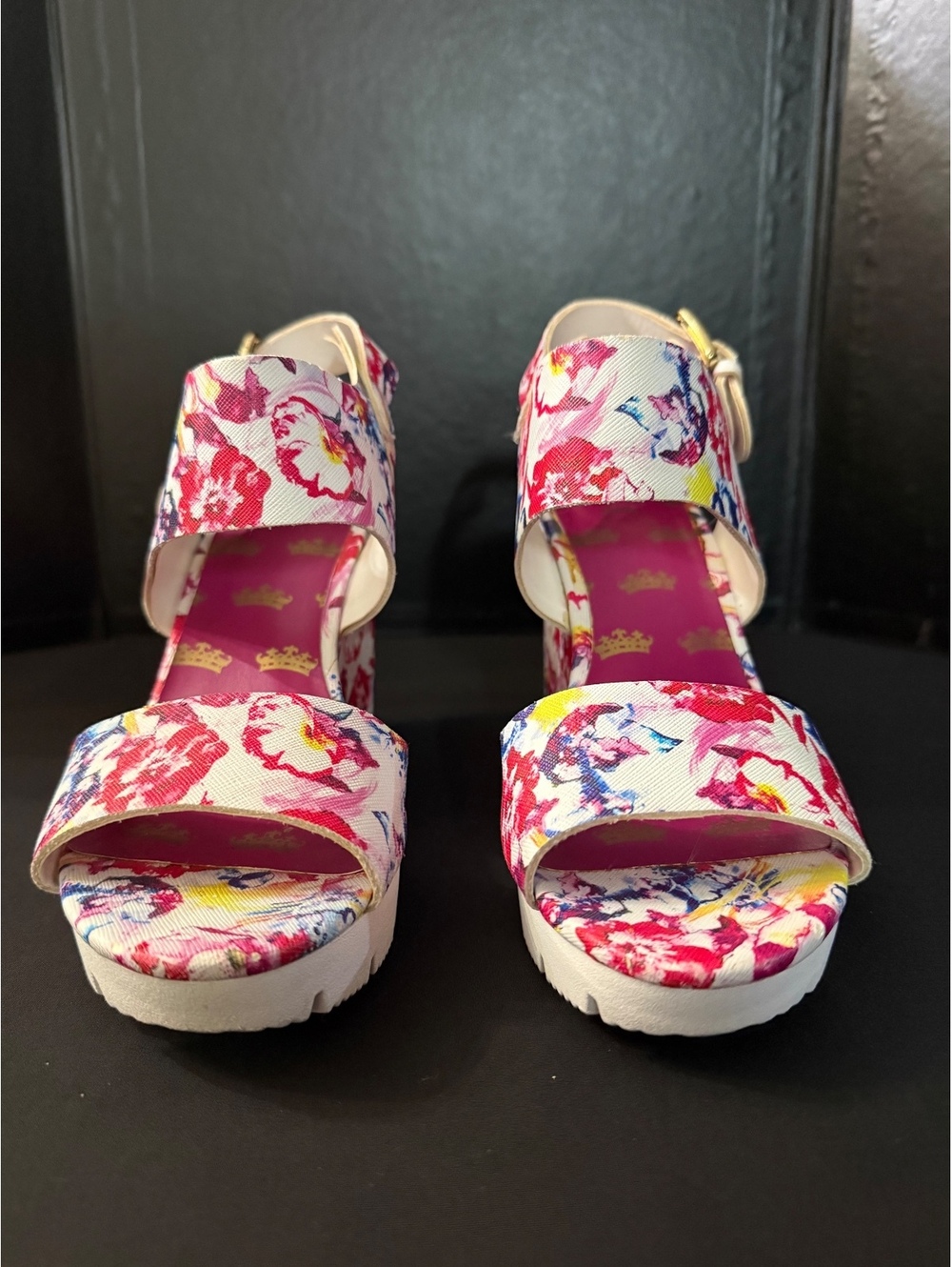 Juicy Couture Floral Platform Wedge Sandals – Y2K Women’s Size 7